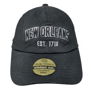 New Orleans Slideback Hat Black One Size Embroidered Elidan 6 Panel